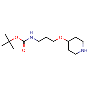 Chemical structure of tert-Butyl (3-(piperidin-4-yloxy)propyl)carbamate , CAS 1376134-81-4, AChemBlock X216736