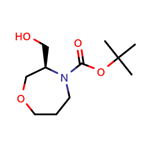 Chemical structure of tert-butyl (3R)-3-(hydroxymethyl)-1,4-oxazepane-4-carboxylate , CAS 1262409-61-9, AChemBlock X216740
