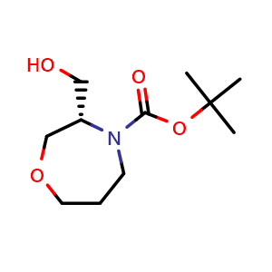 Chemical structure of tert-butyl (3S)-3-(hydroxymethyl)-1,4-oxazepane-4-carboxylate , CAS 1931894-71-1, AChemBlock X216743