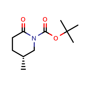 Chemical structure of tert-butyl (5R)-5-methyl-2-oxo-piperidine-1-carboxylate , CAS 2940858-42-2, AChemBlock X216751
