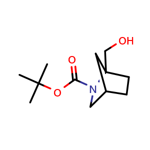 Chemical structure of tert-butyl 1-(hydroxymethyl)-2-azabicyclo[2.2.1]heptane-2-carboxylate , CAS 1780679-52-8, AChemBlock X216760