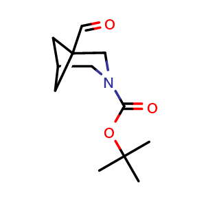 Chemical structure of tert-Butyl 1-formyl-3-azabicyclo[3.1.1]heptane-3-carboxylate , CAS 1640998-93-1, AChemBlock X216767