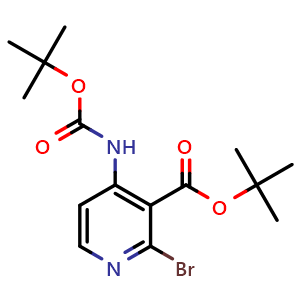 Chemical structure of tert-butyl 2-bromo-4-{[(tert-butoxy)carbonyl]amino}pyridine-3-carboxylate , CAS 1044148-94-8, AChemBlock X216787