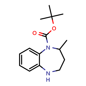 Chemical structure of tert-butyl 2-methyl-2,3,4,5-tetrahydro-1H-1,5-benzodiazepine-1-carboxylate , CAS 1354954-18-9, AChemBlock X216790