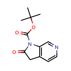 Chemical structure of tert-butyl 2-oxo-1H,2H,3H-pyrrolo[2,3-c]pyridine-1-carboxylate , CAS 1936059-34-5, AChemBlock X216795