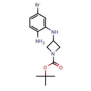 Chemical structure of tert-butyl 3-(2-amino-5-bromo-anilino)azetidine-1-carboxylate , CAS 1471262-49-3, AChemBlock X216798
