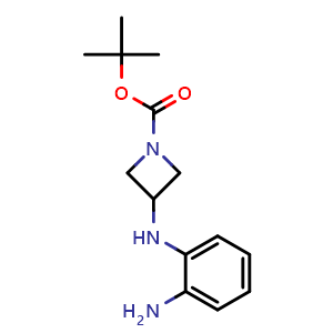 Chemical structure of tert-butyl 3-(2-aminoanilino)azetidine-1-carboxylate , CAS 1513681-34-9, AChemBlock X216799
