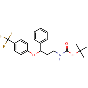Chemical structure of tert-Butyl 3-(4-(trifluoromethyl)phenoxy)-3-phenylpropylcarbamate , CAS 257892-44-7, AChemBlock X216802
