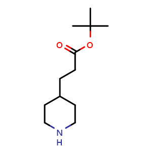 Chemical structure of tert-butyl 3-(piperidin-4-yl)propanoate , CAS 1249815-81-3, AChemBlock X216816