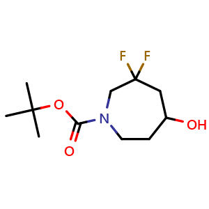 Chemical structure of tert-butyl 3,3-difluoro-5-hydroxy-azepane-1-carboxylate , CAS 2306275-44-3, AChemBlock X216818