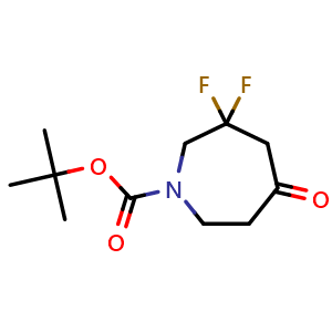 Chemical structure of tert-butyl 3,3-difluoro-5-oxo-azepane-1-carboxylate , CAS 2306277-61-0, AChemBlock X216819