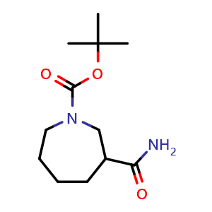 Chemical structure of tert-butyl 3-carbamoylazepane-1-carboxylate , CAS 2168663-17-8, AChemBlock X216829