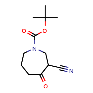 Chemical structure of tert-butyl 3-cyano-4-oxo-azepane-1-carboxylate , CAS 2758773-43-0, AChemBlock X216832