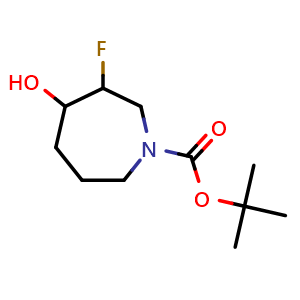 Chemical structure of tert-butyl 3-fluoro-4-hydroxy-azepane-1-carboxylate , CAS 1209780-39-1, AChemBlock X216834