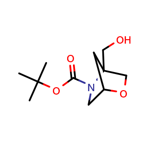 Chemical structure of tert-butyl 4-(hydroxymethyl)-2-oxa-5-azabicyclo[2.2.1]heptane-5-carboxylate , CAS 2413869-36-8, AChemBlock X216854