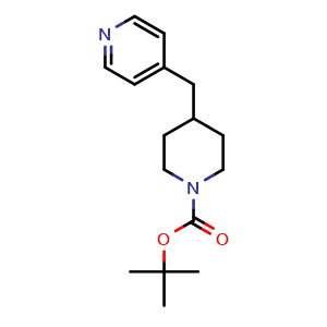 Chemical structure of tert-Butyl 4-(pyridin-4-ylmethyl)piperidine-1-carboxylate , CAS 333986-17-7, AChemBlock X216856