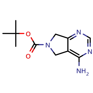 Chemical structure of tert-butyl 4-amino-5h,6h,7h-pyrrolo[3,4-d]pyrimidine-6-carboxylate , CAS 1227461-25-7, AChemBlock X216867
