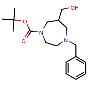 Chemical structure of tert-butyl 4-benzyl-6-(hydroxymethyl)-1,4-diazepane-1-carboxylate , CAS 2940947-81-7, AChemBlock X216869