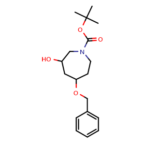 Chemical structure of tert-butyl 5-benzyloxy-3-hydroxy-azepane-1-carboxylate , CAS 2268735-44-8, AChemBlock X216884