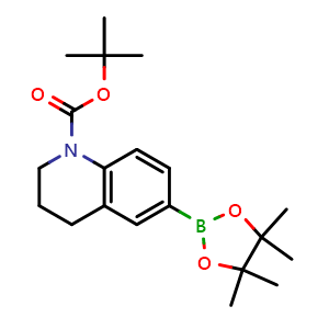 Chemical structure of tert-butyl 6-(4,4,5,5-tetramethyl-1,3,2-dioxaborolan-2-yl)-1,2,3,4-tetrahydroquinoline-1-carboxylate , CAS 1912446-60-6, AChemBlock X216895