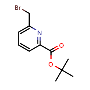 Chemical structure of tert-butyl 6-(bromomethyl)pyridine-2-carboxylate , CAS 1332367-16-4, AChemBlock X216896