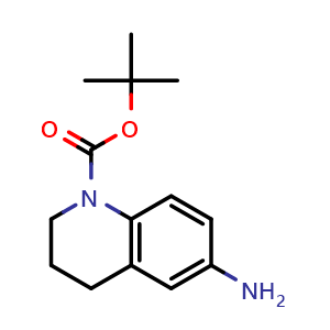 Chemical structure of tert-butyl 6-amino-3,4-dihydro-2H-quinoline-1-carboxylate , CAS 1152923-36-8, AChemBlock X216898
