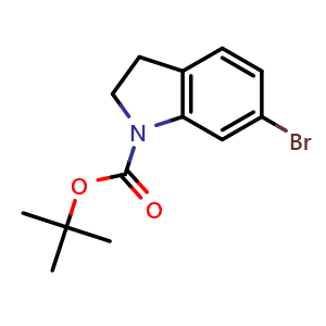 Chemical structure of tert-butyl 6-bromo-2,3-dihydro-1H-indole-1-carboxylate , CAS 214614-97-8, AChemBlock X216900