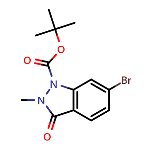 Chemical structure of tert-butyl 6-bromo-2-methyl-3-oxo-indazole-1-carboxylate , CAS 2028277-40-7, AChemBlock X216901