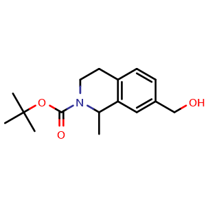 Chemical structure of tert-butyl 7-(hydroxymethyl)-1-methyl-3,4-dihydroisoquinoline-2(1H)-carboxylate , CAS 371221-63-5, AChemBlock X216910