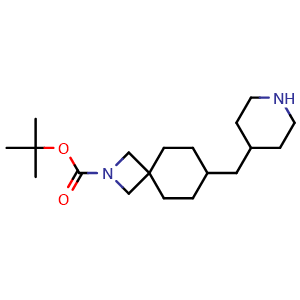 Chemical structure of tert-butyl 7-(piperidin-4-ylmethyl)-2-azaspiro[3.5]nonane-2-carboxylate , CAS 2894098-28-1, AChemBlock X216911