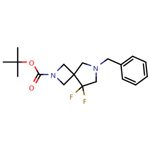 Chemical structure of tert-butyl 7-benzyl-5,5-difluoro-2,7-diazaspiro[3.4]octane-2-carboxylate , CAS 2940959-63-5, AChemBlock X216913