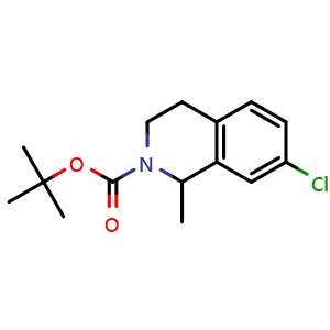 Chemical structure of tert-butyl 7-chloro-1-methyl-3,4-dihydroisoquinoline-2(1H)-carboxylate , CAS 2569935-76-6, AChemBlock X216915