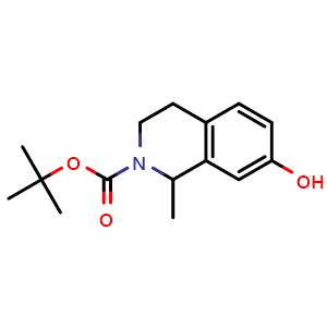 Chemical structure of tert-butyl 7-hydroxy-1-methyl-3,4-dihydroisoquinoline-2(1H)-carboxylate , CAS 1785566-18-8, AChemBlock X216922
