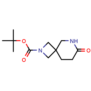 Chemical structure of tert-butyl 7-oxo-2,8-diazaspiro[3.5]nonane-2-carboxylate , CAS 2287316-05-4, AChemBlock X216923