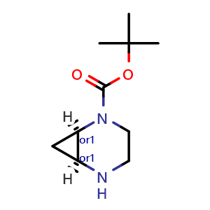 Chemical structure of tert-butyl cis-2,5-diazabicyclo[4.1.0]heptane-2-carboxylate , CAS 2512217-40-0, AChemBlock X216935