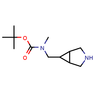 Chemical structure of tert-butyl N-({3-azabicyclo[3.1.0]hexan-6-yl}methyl)-N-methylcarbamate , CAS 1781667-67-1, AChemBlock X216947