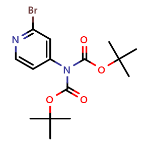Chemical structure of tert-butyl N-(2-bromopyridin-4-yl)-N-[(tert-butoxy)carbonyl]carbamate , CAS 1044148-89-1, AChemBlock X216950