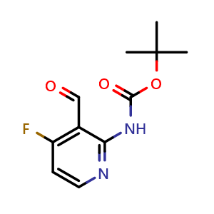 Chemical structure of tert-butyl N-(4-fluoro-3-formylpyridin-2-yl)carbamate , CAS 1446091-81-1, AChemBlock X216955