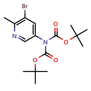 Chemical structure of tert-butyl N-(5-bromo-6-methylpyridin-3-yl)-N-[(tert-butoxy)carbonyl]carbamate , CAS 2803457-06-7, AChemBlock X216960