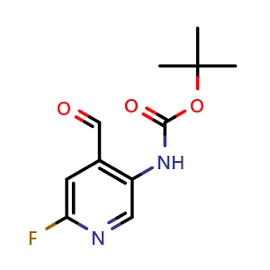 Chemical structure of tert-butyl N-(6-fluoro-4-formylpyridin-3-yl)carbamate , CAS 2442597-59-1, AChemBlock X216964