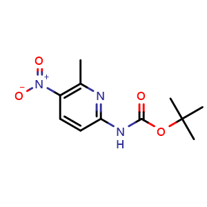 Chemical structure of tert-butyl N-(6-methyl-5-nitropyridin-2-yl)carbamate , CAS 1062134-25-1, AChemBlock X216966