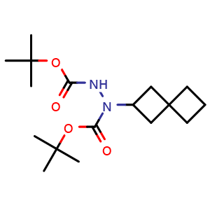 Chemical structure of tert-butyl N-(tert-butoxycarbonylamino)-N-spiro[3.3]heptan-2-yl-carbamate , CAS 2970214-23-2, AChemBlock X216968