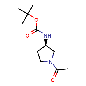 Chemical structure of tert-butyl N-[(3R)-1-acetylpyrrolidin-3-yl]carbamate , CAS 1257046-87-9, AChemBlock X216978