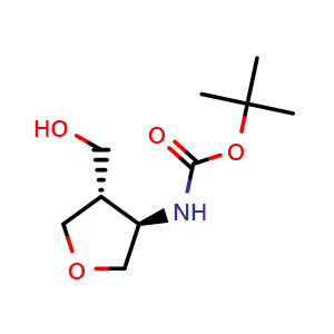 Chemical structure of tert-butyl N-[(3R,4S)-4-(hydroxymethyl)tetrahydrofuran-3-yl]carbamate , CAS 2472560-02-2, AChemBlock X216979
