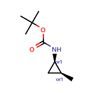 Chemical structure of tert-butyl N-[cis-2-methylcyclopropyl]carbamate , CAS 1428157-14-5, AChemBlock X216998