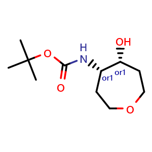 Chemical structure of tert-butyl N-[cis-5-hydroxyoxepan-4-yl]carbamate , CAS 2940873-33-4, AChemBlock X217000