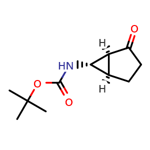 Chemical structure of tert-butyl N-[rel-(1S,5R,6S)-2-oxo-6-bicyclo[3.1.0]hexanyl]carbamate , CAS 2165907-37-7, AChemBlock X217003
