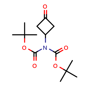 Chemical structure of tert-butyl N-tert-butoxycarbonyl-N-(3-oxocyclobutyl)carbamate , CAS 2940949-94-8, AChemBlock X217009