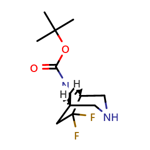 Chemical structure of tert-butyl rel-(1R,5R)-6,6-difluoro-3,8-diazabicyclo[3.2.1]octane-8-carboxylate , CAS 1290627-70-1, AChemBlock X217011