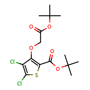 Chemical structure of tert-butyl3-(2-tert-butoxy-2-oxoethoxy)-4,5-dichlorothiophene-2-carboxylate , CAS 2912300-61-7, AChemBlock X217019